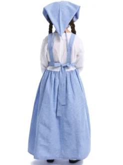 Costume Enfants Laitier Filles Cosplay Fille Bébé Bleu Polyester Chapeau Robe 3 Pièces Ensemble Halloween Fermier Cosplay Déguisement Halloween