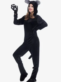 Costume Kigurumi Pyjamas Chats Chaussures Femme Couverture Gants Déguisements Halloween Carnaval