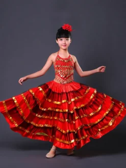 Costume Paso 2026 Doble Danse Filles Jupe De Flamenco Costumes De Corrida Espagnol Déguisements Halloween