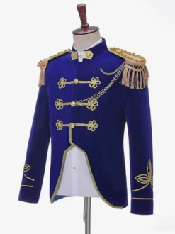 Costume Royal Victorienne Homme Style Militaire Naval Ensemble 3 Pièces avec Chemise et Pantalon