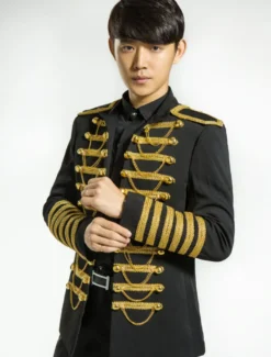 Costume rétro noir pardessus Rococo Punk Cour tissu uniforme Costume hommes