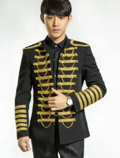 Costume rétro noir pardessus Rococo Punk Cour tissu uniforme Costume hommes