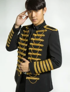 Costume rétro noir pardessus Rococo Punk Cour tissu uniforme Costume hommes