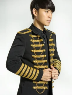Costume rétro noir pardessus Rococo Punk Cour tissu uniforme Costume hommes