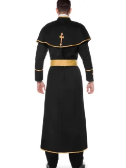 Costumes d'Déguisements Halloween Prêtre Noir Vêtements Pour Hommes Cape Cape Estampage à chaud Costumes