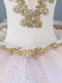 Costumes de danse classique saumon pour femmes et enfants robe-salopette ballerine avec application tunique vêtements de danse