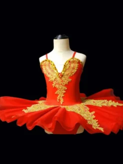 Costumes de danse de Ballet fille enfant ballerine strass dentelle Polyester ensemble