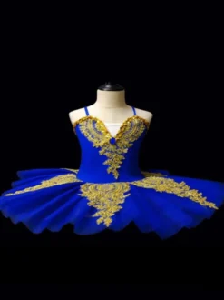 Costumes de danse de Ballet fille enfant ballerine strass dentelle Polyester ensemble