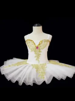 Costumes de danse de Ballet fille enfant ballerine strass dentelle Polyester ensemble