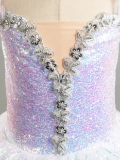Costumes de danse de Ballet lavande pour femmes et enfants robe de ballerine à volants en dentelle et Polyester vêtements de danse