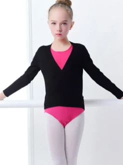 Costumes de danse de ballet rose danseuse enfants plissé à lacets en mélange de coton plissé haut vêtements de danse fille