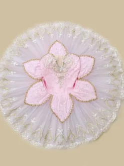 Costumes de Danse de Ballet Rose Femme Adulte Ballerine Paillettes Applique Dentelle Polyester Robe Ensemble Vêtements de Performance