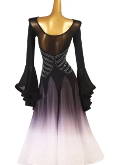 Costumes de danse de salon Black Women's Sexy Polyester Sequins Dress Dancer Dancing Wear