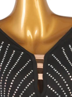 Costumes de danse de salon Black Women's Sexy Polyester Sequins Dress Dancer Dancing Wear
