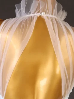 Costumes de danse de salon bleu ciel clair femmes élégantes Lycra Spandex col haut dos nu volants robe robe de danse