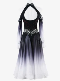 Costumes de danse de salon bleu Royal femmes Sexy Ombre Lycra Spandex robe strass robe de danse