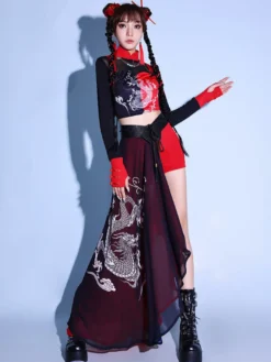 Costumes de danse Ensemble de vêtements de danse imprimé dragon de jazz pour femmes