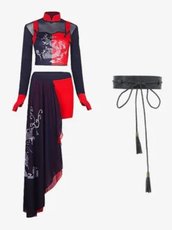 Costumes de danse Ensemble de vêtements de danse imprimé dragon de jazz pour femmes
