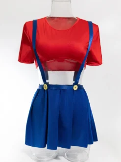 Costumes de jeu de rôle sexy pour femmes lingerie rouge pour adultes 3 pièces