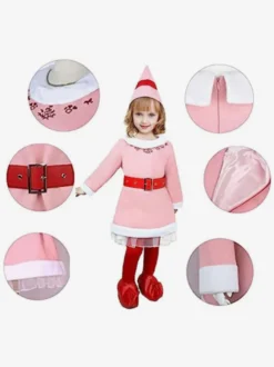Costumes d'elfe rose pour fille Cosplay de noël Déguisement enfant