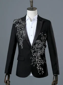 Costumes de performance rétro à manches longues pour hommes noirs Bourgogne