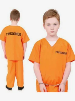 Costumes d'Halloween pour enfants Ensemble de polyester d'Halloween orange Pantalon haut pour enfant