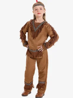 Costumes d'Halloween pour enfants Ensemble d'Halloween marron café Couvre-chef en polyester pour enfants Pantalons