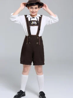 Costumes d'Halloween pour enfants Ensemble d'Halloween marron foncé Pantalon et haut en polyester pour enfants