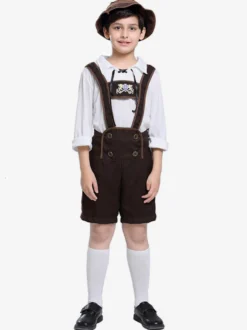 Costumes d'Halloween pour enfants Ensemble d'Halloween marron foncé Pantalon et haut en polyester pour enfants