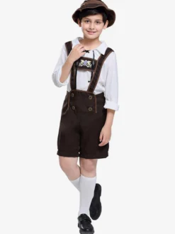 Costumes d'Halloween pour enfants Ensemble d'Halloween marron foncé Pantalon et haut en polyester pour enfants