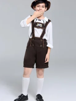 Costumes d'Halloween pour enfants Ensemble d'Halloween marron foncé Pantalon et haut en polyester pour enfants