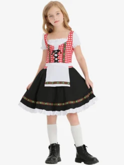 Costumes d'Halloween pour enfants Ensemble d'Halloween rose Robe en polyester pour enfants