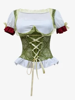 Costumes d'Oktoberfest costumes de fêtes costumes rouges d'Halloween rétro pour femmes et adultes jupe d'Halloween ensembles