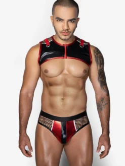 Costume sexy pour homme haut en maille noire Gogoboy ensemble de jeu de rôle