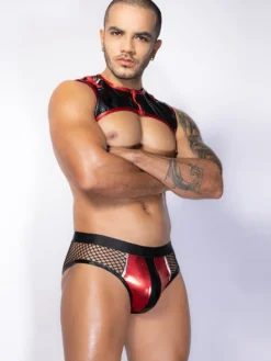 Costume sexy pour homme haut en maille noire Gogoboy ensemble de jeu de rôle