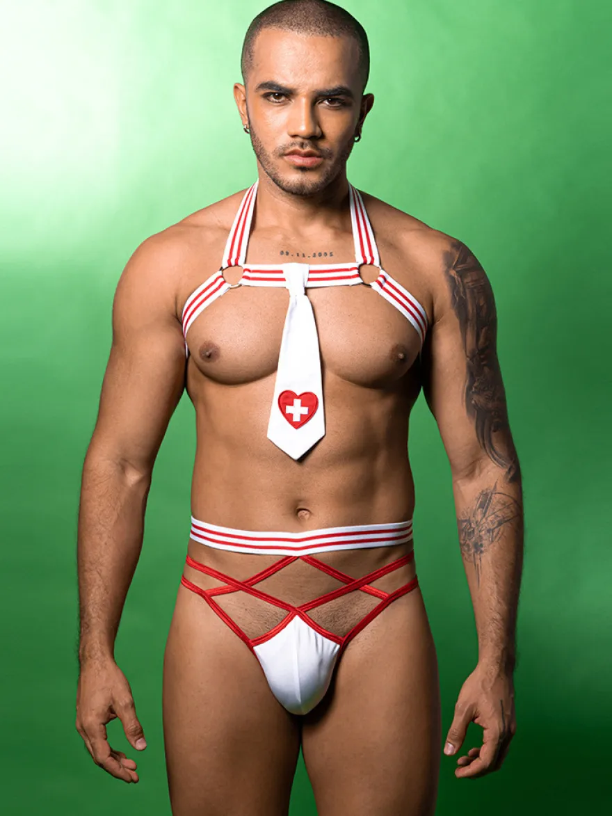 Costume sexy pour hommes costume de jeu de rôle d'infirmière sous-vêtements sexy
