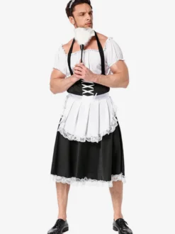 Costumes Halloween Bonne Blanc Drôle Robe Tablier Tunique Vacances Costumes