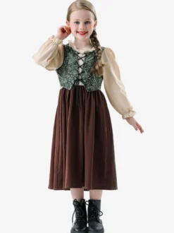 Costumes Oktoberfest Fête de la bière Enfants Ensemble Marron Robe Déguisement
