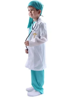 Costumes pour enfants docteur Cosplay capuche pardessus pantalon ensemble 3 pièces Costume d'halloween pour enfants