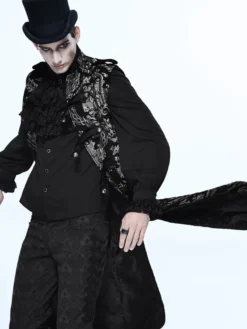 Costumes rétro de gilet de polyester sans manches gothique vintage noir pour homme