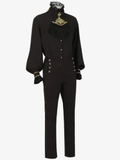 Costumes rétro en polyester rétro vintage noir pour homme