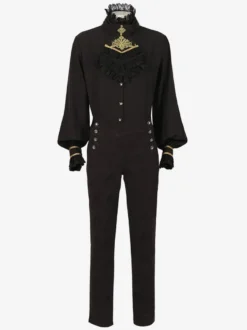 Costumes rétro en polyester rétro vintage noir pour homme