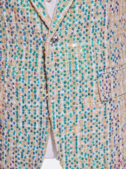Costumes rétro hommes Ensemble Vintage argenté élégant à manches longues cravate en Fiber de Polyester