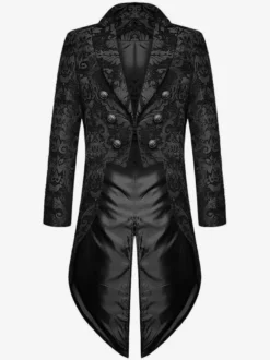 Costumes rétro à manches longues en polyester rétro vintage noir pour homme