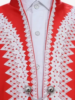 Costumes rétro à manches longues en polyester élégant haut vintage rouge pour homme Bourgogne