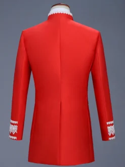 Costumes rétro à manches longues en polyester élégant haut vintage rouge pour homme Bourgogne