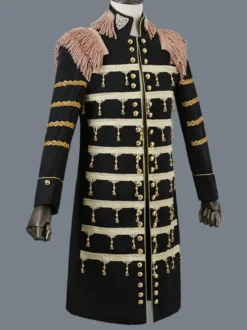 Costumes rétro à manches longues en polyester élégant haut vintage noir pour homme Bourgogne