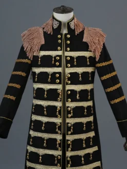 Costumes rétro à manches longues en polyester élégant haut vintage noir pour homme Bourgogne