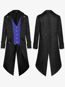 Costumes rétro à manches longues en jacquard de polyester occidental vintage bordeaux pour homme Bourgogne