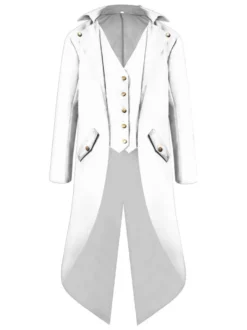 Costumes Rétro Opéra Homme Haut Bas Manteau Bouton Up Tuxedo Vintage Déguisements Halloween Bourgogne